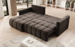 Designer Ecksofa Beatrice mit Schlaf- und Klappfunktion in Samt