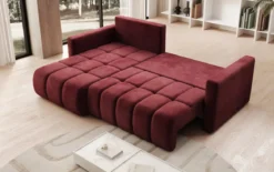 Designer Ecksofa Beatrice mit Schlaf- und Klappfunktion in Samt