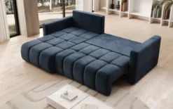 Designer Ecksofa Beatrice mit Schlaf- und Klappfunktion in Samt