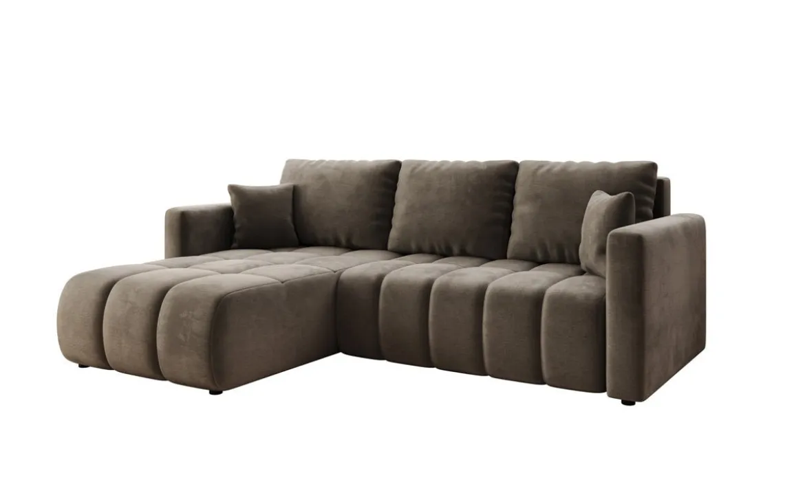 Designer Ecksofa Beatrice mit Schlaf- und Klappfunktion in Samt