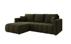 Designer Ecksofa Beatrice mit Schlaf- und Klappfunktion in Bouclé