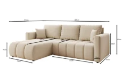 Designer Ecksofa Beatrice mit Schlaf- und Klappfunktion in Stoff