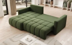 Designer Ecksofa Beatrice mit Schlaf- und Klappfunktion in Stoff