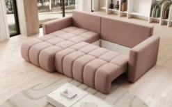 Designer Ecksofa Beatrice mit Schlaf- und Klappfunktion in Stoff