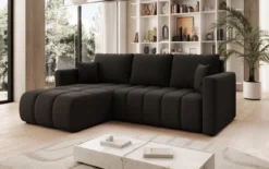 Designer Ecksofa Beatrice mit Schlaf- und Klappfunktion in Stoff