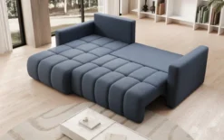 Designer Ecksofa Beatrice mit Schlaf- und Klappfunktion in Stoff