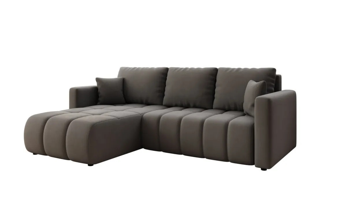 Designer Ecksofa Beatrice mit Schlaf- und Klappfunktion in Stoff