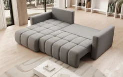 Designer Ecksofa Beatrice mit Schlaf- und Klappfunktion in Stoff