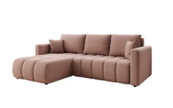 Designer Ecksofa Beatrice mit Schlaf- und Klappfunktion in Stoff