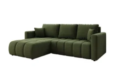 Designer Ecksofa Beatrice mit Schlaf- und Klappfunktion in Stoff