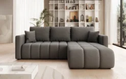 Designer Ecksofa Beatrice mit Schlaf- und Klappfunktion in Stoff
