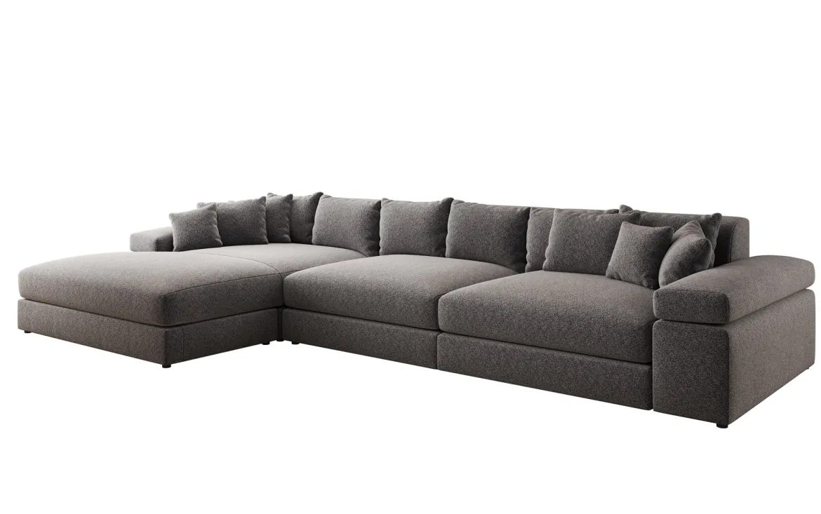 Designer Ecksofa Bernardo Maxi mit breiter Ottomane in Strukturstoff