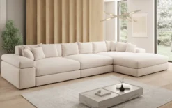 Designer Ecksofa Bernardo Maxi mit breiter Ottomane in Strukturstoff