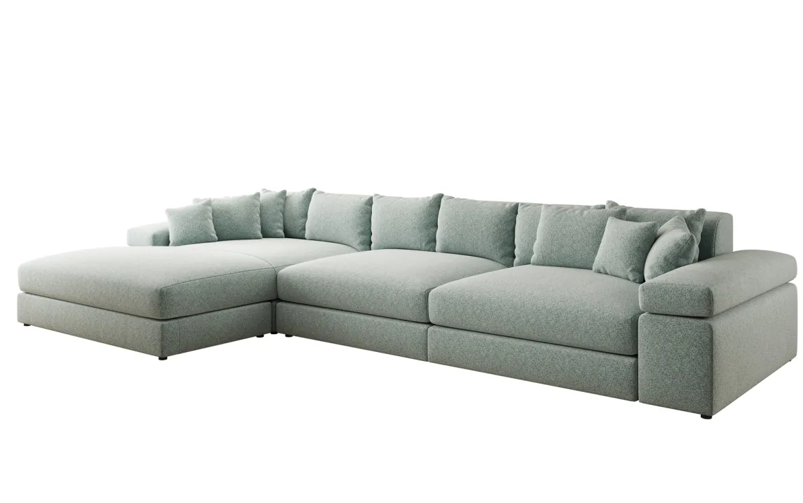 Designer Ecksofa Bernardo Maxi mit breiter Ottomane in Strukturstoff