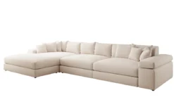 Designer Ecksofa Bernardo Maxi mit breiter Ottomane in Strukturstoff