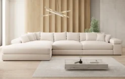 Designer Ecksofa Bernardo Maxi mit breiter Ottomane in Strukturstoff