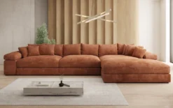 Designer Ecksofa Bernardo Maxi mit breiter Ottomane in Cord