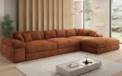 Designer Ecksofa Bernardo Maxi mit breiter Ottomane in Cord