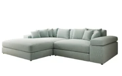 Designer Ecksofa Bernardo mit breiter Ottomane in Strukturstoff