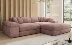 Designer Ecksofa Bernardo mit breiter Ottomane in Cord