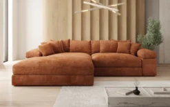 Designer Ecksofa Bernardo mit breiter Ottomane in Cord