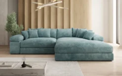 Designer Ecksofa Bernardo mit breiter Ottomane in Cord