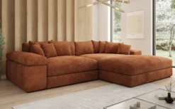 Designer Ecksofa Bernardo mit breiter Ottomane in Cord