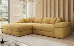 Designer Ecksofa Bernardo mit breiter Ottomane in Cord