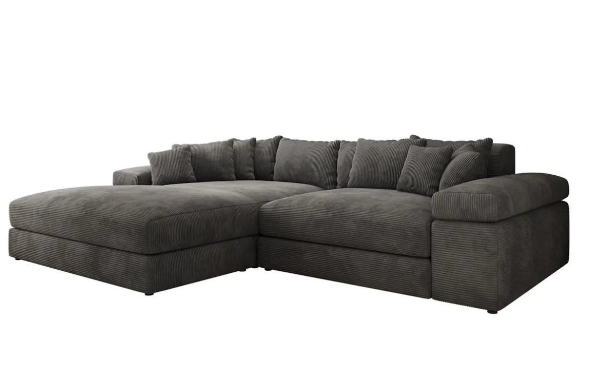 Designer Ecksofa Bernardo mit breiter Ottomane in Cord