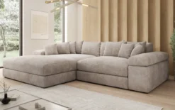 Designer Ecksofa Bernardo mit breiter Ottomane in Cord
