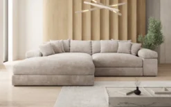 Designer Ecksofa Bernardo mit breiter Ottomane in Cord