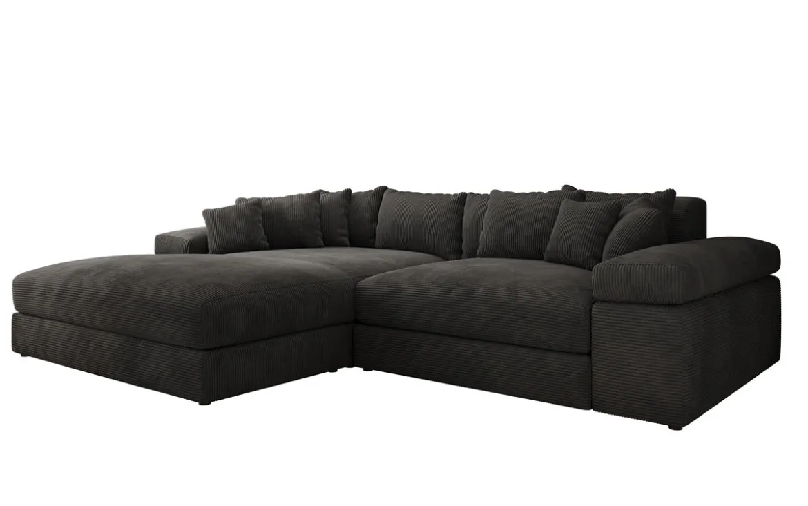 Designer Ecksofa Bernardo mit breiter Ottomane in Cord
