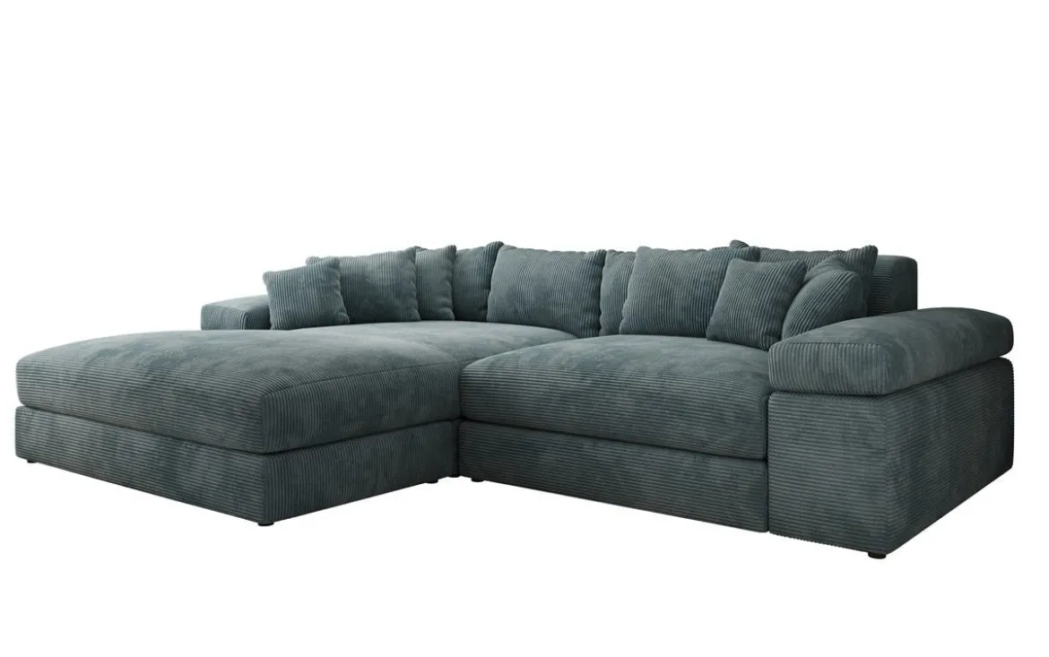 Designer Ecksofa Bernardo mit breiter Ottomane in Cord