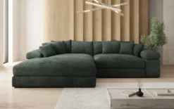 Designer Ecksofa Bernardo mit breiter Ottomane in Cord