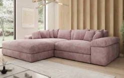 Designer Ecksofa Bernardo mit breiter Ottomane in Cord