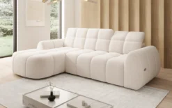 Designer Ecksofa Bjork in Strukturstoff mit elektrischer Sitzerweiterung
