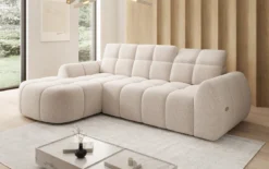 Designer Ecksofa Bjork in Strukturstoff mit elektrischer Sitzerweiterung
