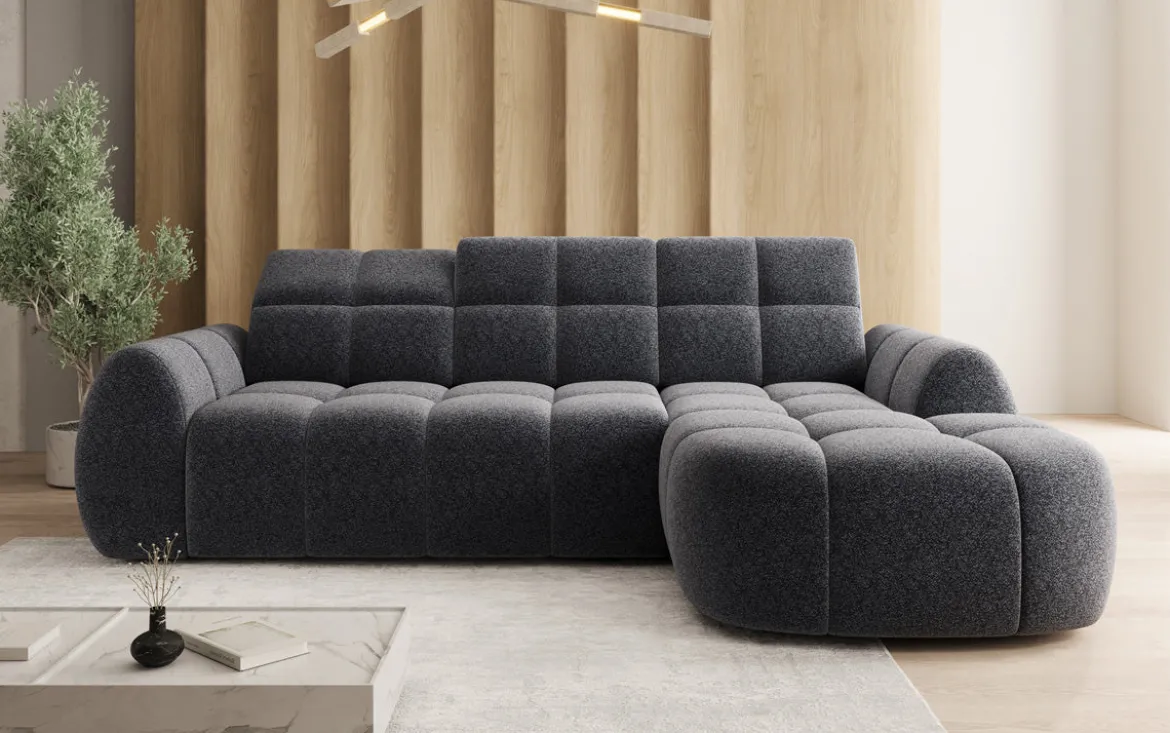 Designer Ecksofa Bjork in Strukturstoff mit elektrischer Sitzerweiterung
