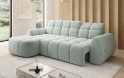 Designer Ecksofa Bjork in Strukturstoff mit elektrischer Sitzerweiterung