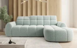 Designer Ecksofa Bjork in Strukturstoff mit elektrischer Sitzerweiterung