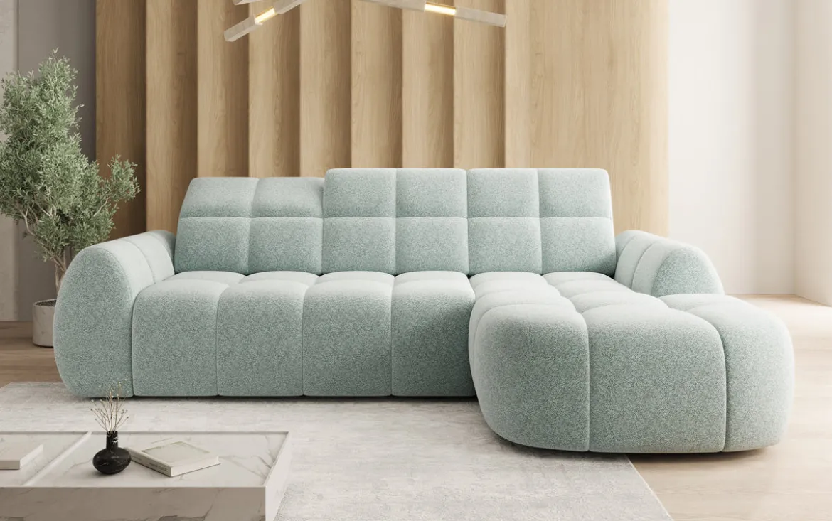 Designer Ecksofa Bjork in Strukturstoff mit elektrischer Sitzerweiterung