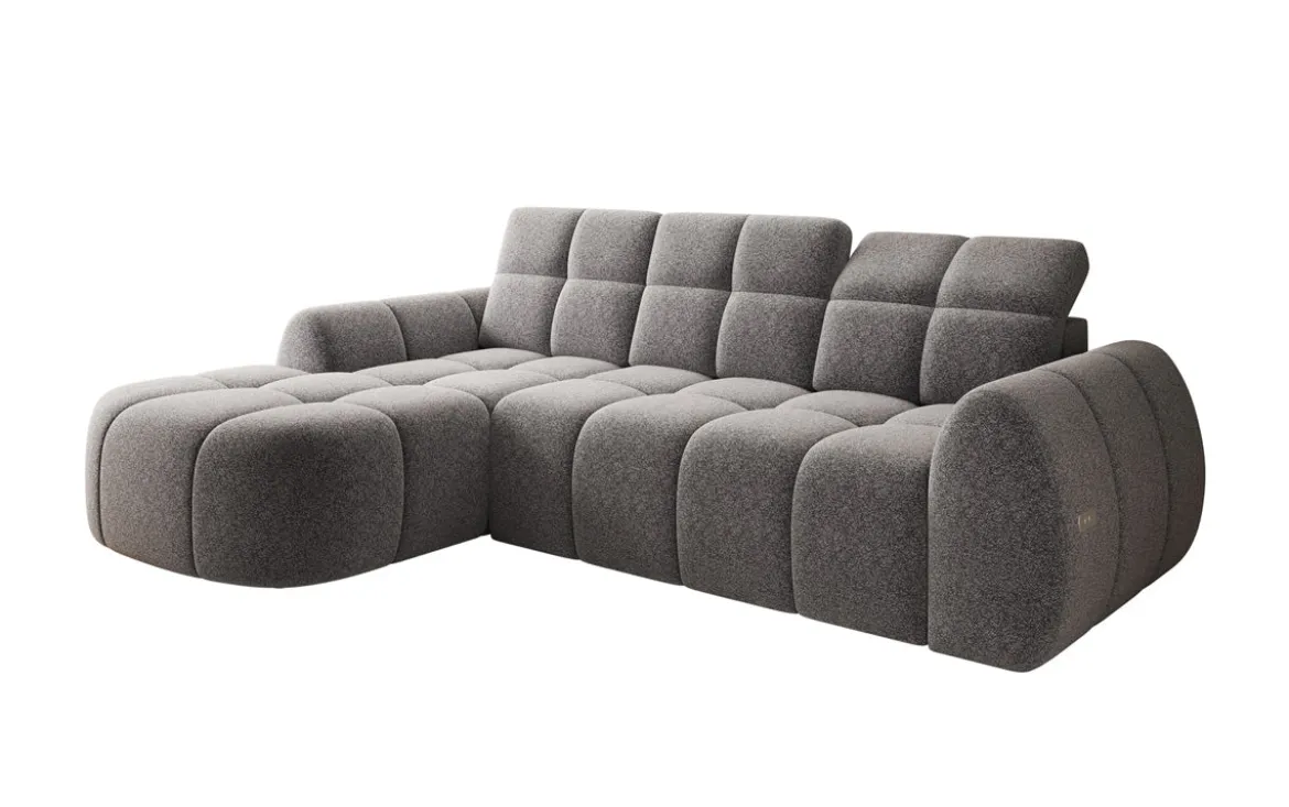 Designer Ecksofa Bjork in Strukturstoff mit elektrischer Sitzerweiterung