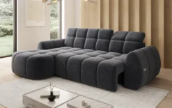Designer Ecksofa Bjork in Strukturstoff mit elektrischer Sitzerweiterung