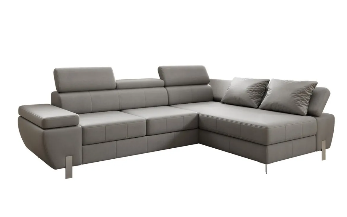 Designer Ecksofa Calista mit Schlaffunktion und Stauraum in Echtleder