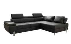 Designer Ecksofa Calista mit Schlaffunktion und Stauraum in Echtleder