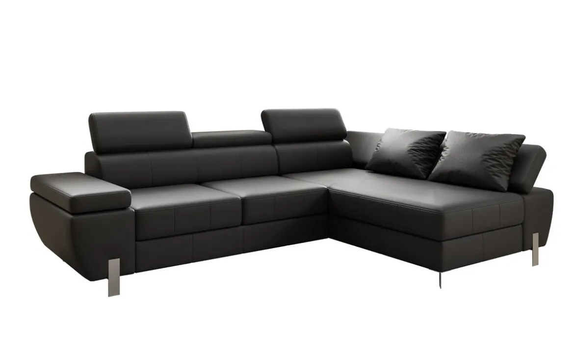 Designer Ecksofa Calista mit Schlaffunktion und Stauraum in Echtleder