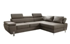 Designer Ecksofa Calista mit Schlaffunktion und Stauraum in Echtleder