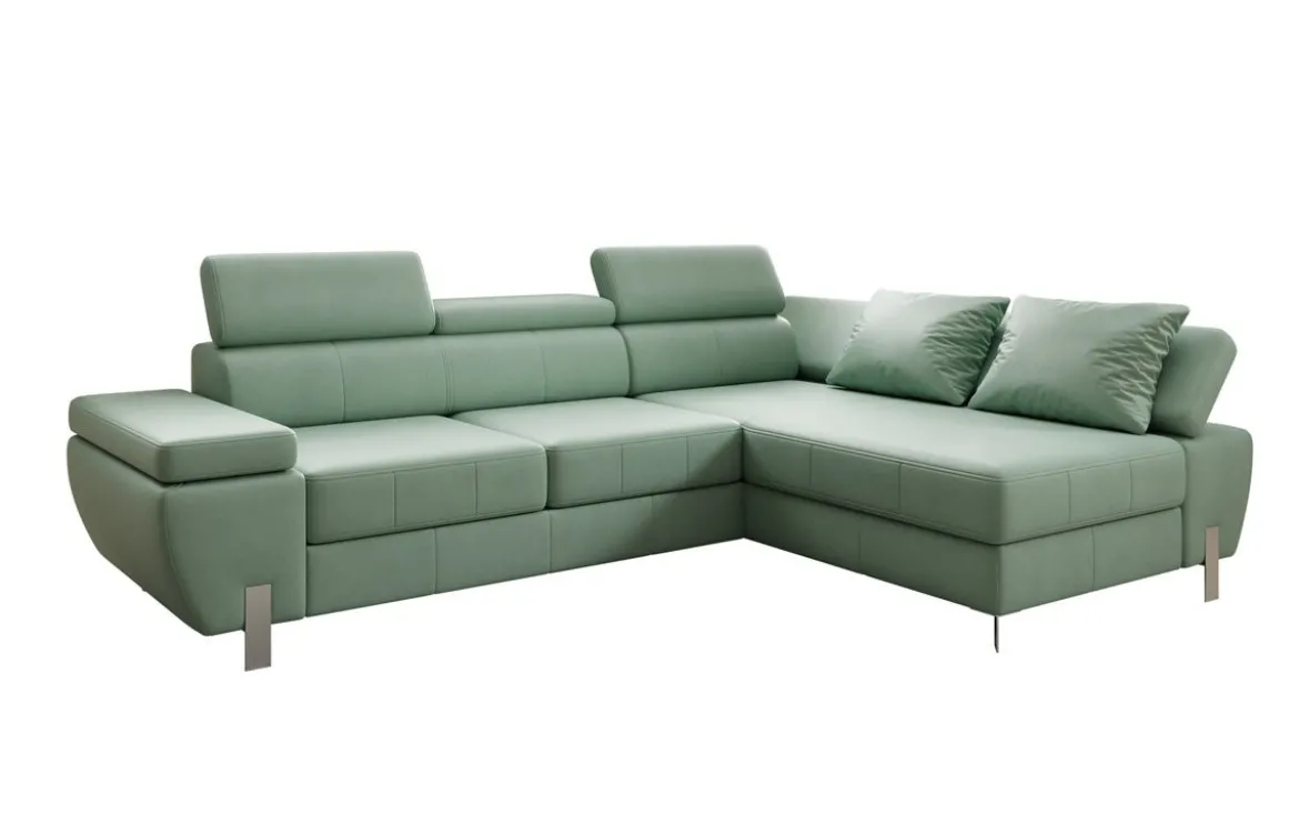 Designer Ecksofa Calista mit Schlaffunktion und Stauraum in Echtleder