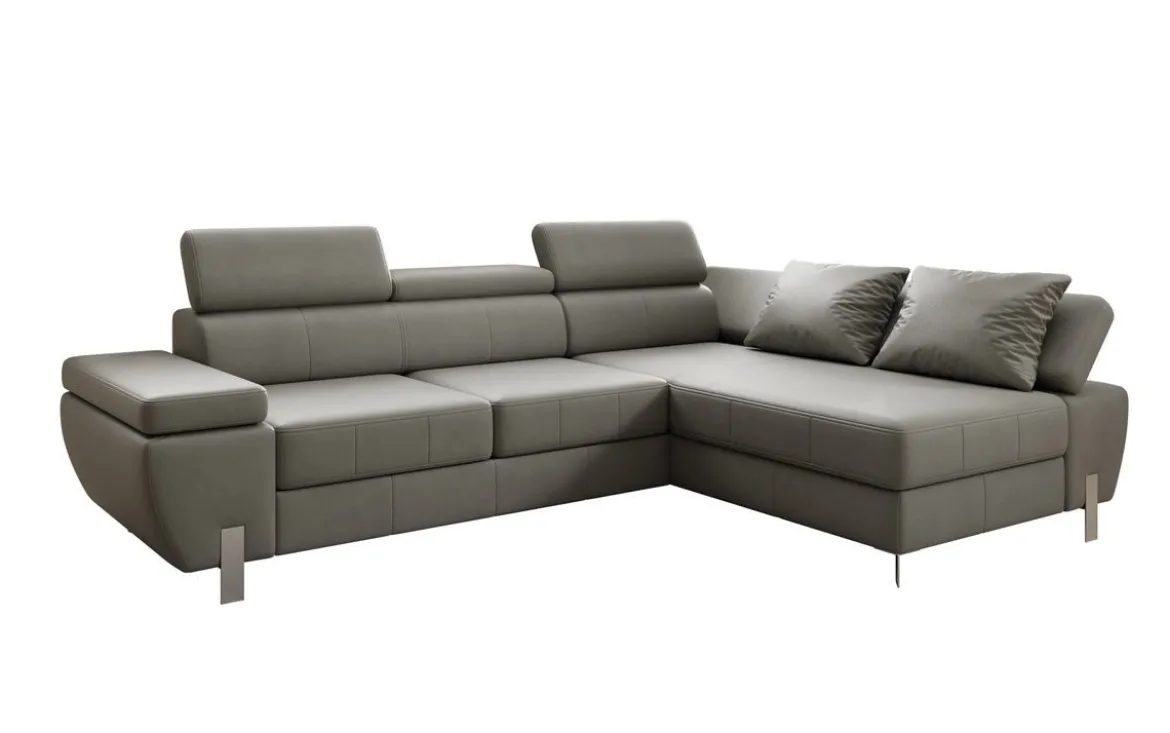 Designer Ecksofa Calista mit Schlaffunktion und Stauraum in Echtleder