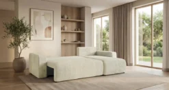 Designer Ecksofa Calva mit Schlaf- und Klappfunktion in Cord